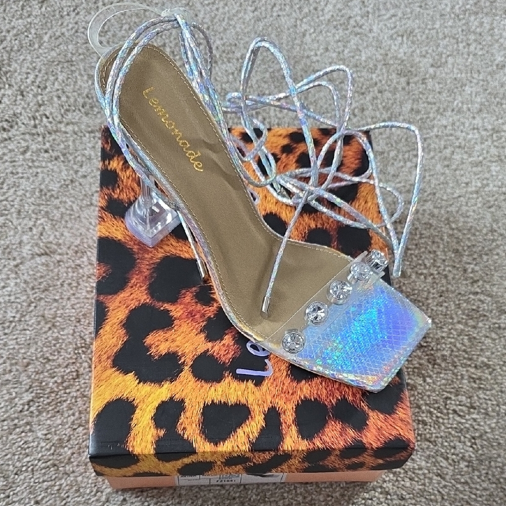 Lemonade Silver Strappy Women's Heels